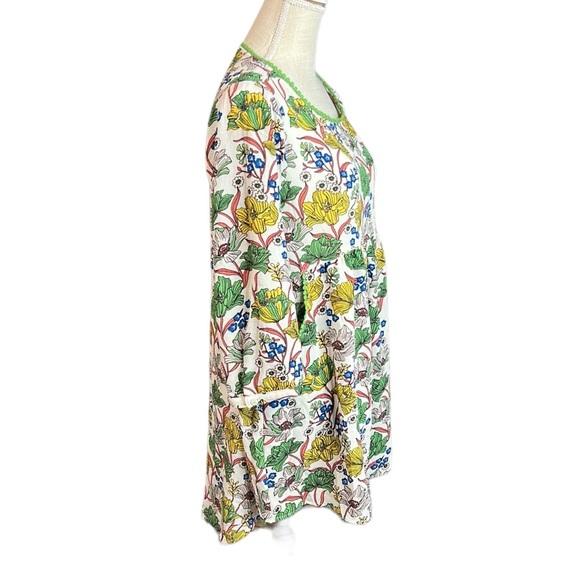 Uncle Frank 3/4 Long Sleeve Dress Womens M Above Knee Mini Floral White Boho - Picture 4 of 11